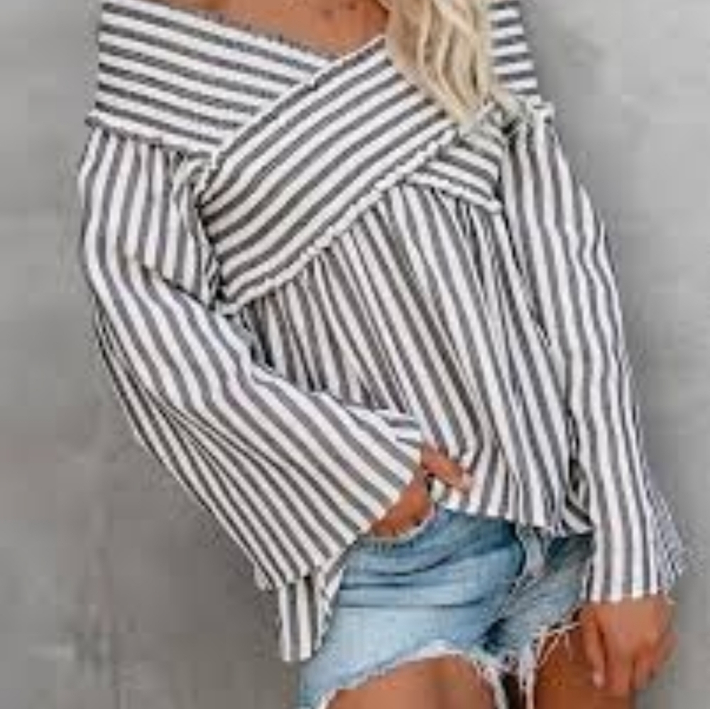 Striped off the shoulder top